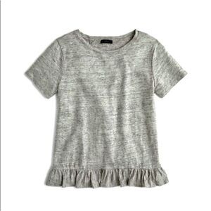 J. Crew ruffle back linen Tee in heather grey. Size M.